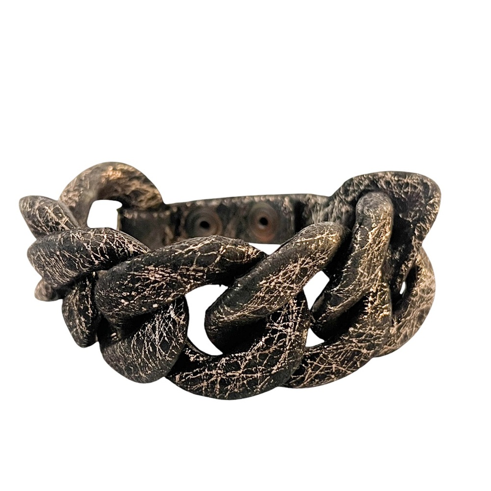 Anthropologie  Suede Link Bracelet with Snap Closure